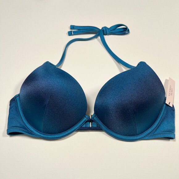 Victoria Secret 32B Bombshell Push Up Bikini Top Adds 2 Cups Ombre Blue - Picture 1 of 4